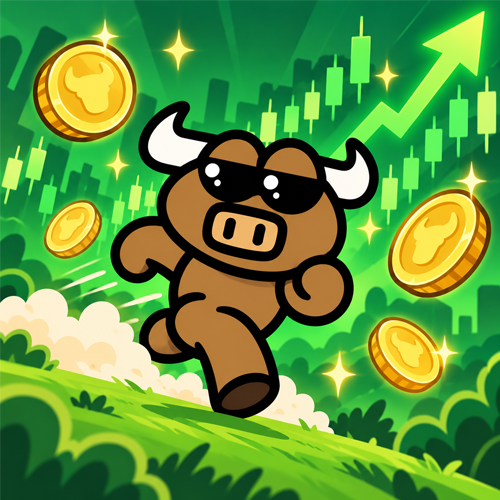 TOPBLAST bull charging through a green market chart